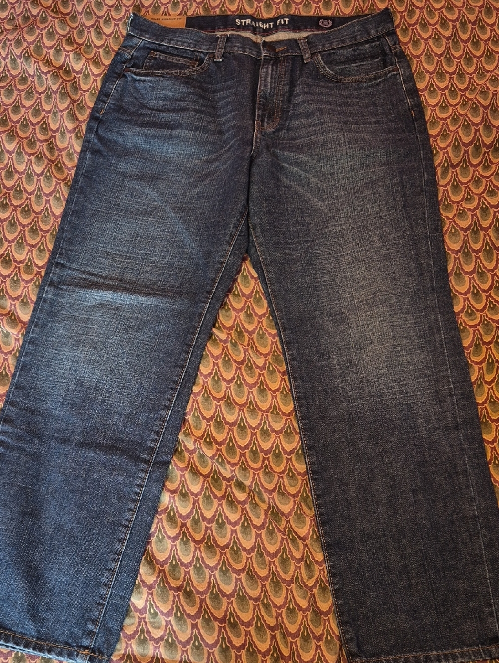 Chaps Men’s Straight Jeans in Dark Blue Wash